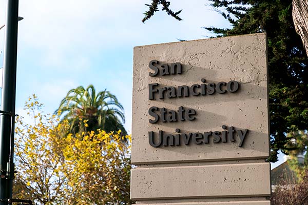 Campus signage saying San Francisco State University