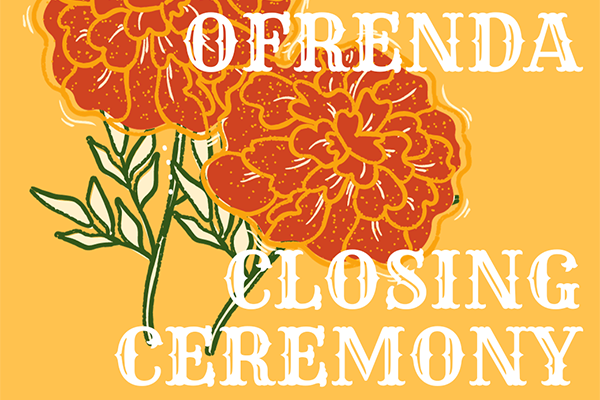 artwork of a flower for the closing ceremony of Ofrenda pop-up exhibit