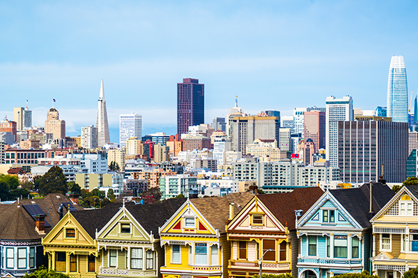 a landmark in San Francisco called "The Painted Ladies" of various painted homes