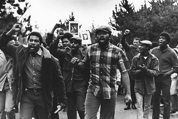 Students march in the 1968 SF State student strike