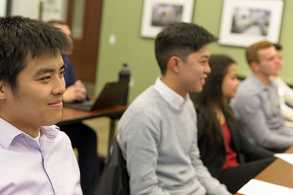 Business students attending class.