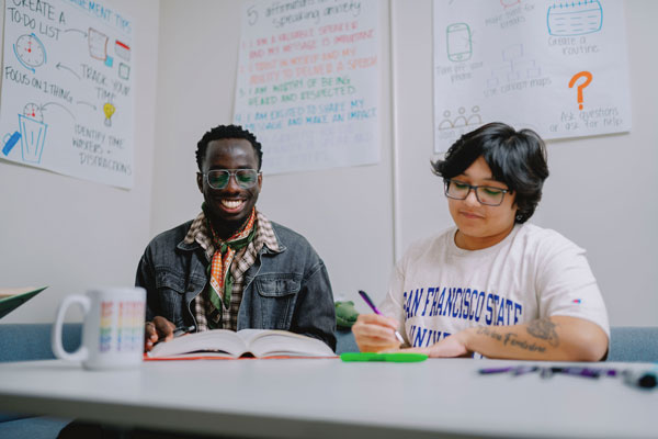 SFSU students studying at the SFSU Tutoring and Academic Support Center (TASC).